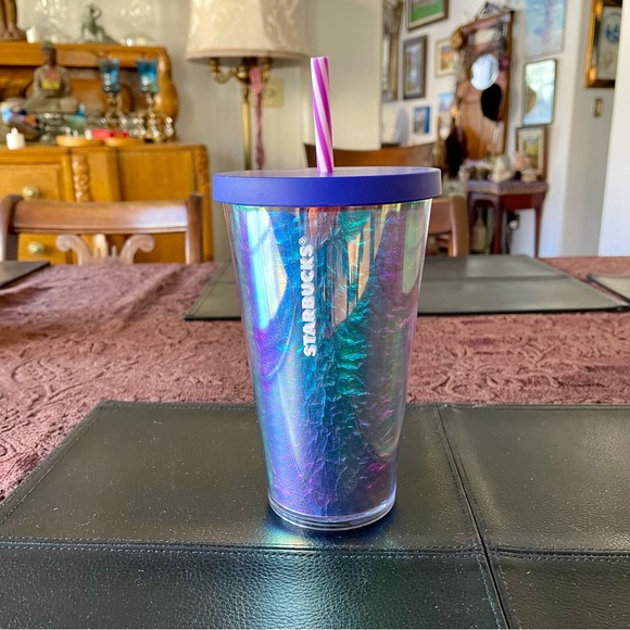 Starbucks acrylic blue crinkle wave iridescent foil 2019 shiny - Picture 11 of 16